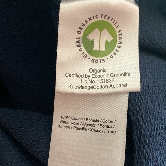 Knowledge Cotton Apparel Navy Blue Pullover 100% Cotton Sweater Size Large - Picture 6 of 7